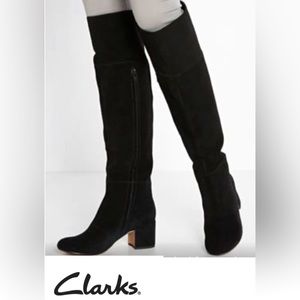 Clark’s Somerset Black Barley Ray Suede Over-the-Knee Boot size 7M